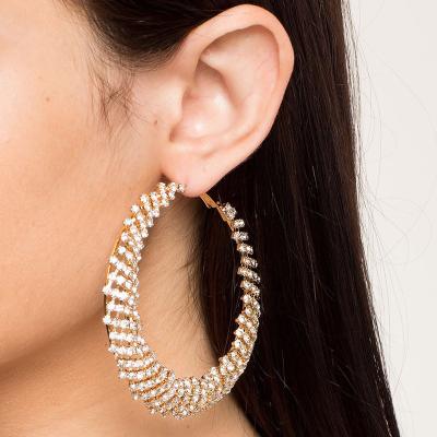 China Hot Sale FASHIONABLE Cavity Mesh Crystal Hoop Earring For Women Rhinestone Circle Earrings for sale