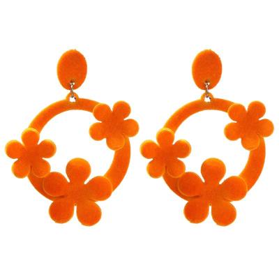 China CLASSIC Fashion Exaggerated Fashion Flocking Flower Earrings Flower Charm Drop Earrings for sale