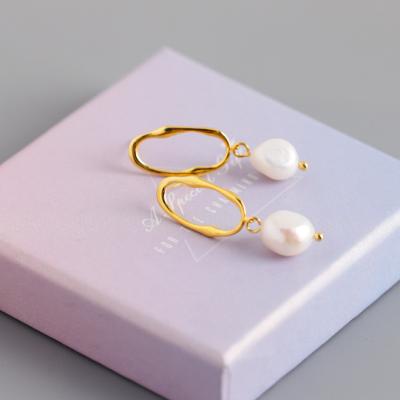 China S925 personality trend pearl earrings jewelry sterling silver baroque irregular shape freshwater female Korean version for sale