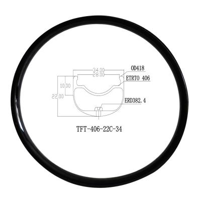 China BMX Topfire High Quality BMX Depth 22mm Depth 22mm Tubeless Parts 406 Rim 406 Carbon 20inch Rims for sale