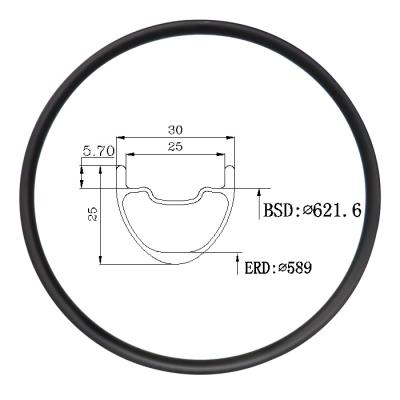 China 29er 25mm Mountain Bikes Depth Mountain Bikes XC Wheel Carbon Rims Hookless Cross Country MTB Tubeless Carbon Rims for sale