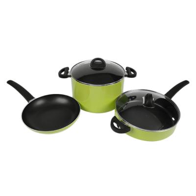 China Sustainable Cookware Sets Non Stick Pans Fry Green Color Aluminum Cookware Cookware for sale