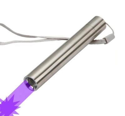 China Widely Used Waterproof Stainless Steel Purple Led Torch Mini Light UV Flashlight 365NM for sale