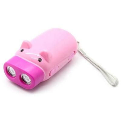 China Kids Toys Promotion Gift Energy-saving Hand-press Torch 2 LED Hand Operated Manual Rechargeable Pig Dynamo Pig Torch for sale