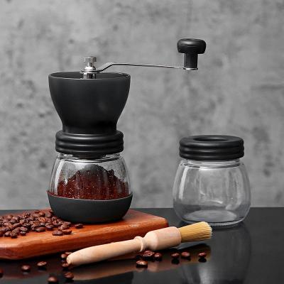 China Home Use Easy Use Mini Glass Body Espresso Manual Hand Antique Coffee Bean Grinder Mill for sale