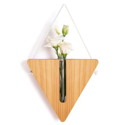 China CLASSIC Modern Indoor Wall Mounted Planter Planting Station Test Tube Vase Wooden Frame for sale