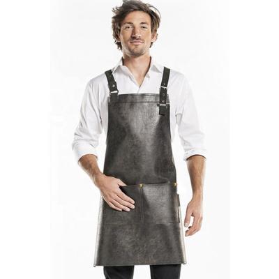 China Microfiber custom logo men's coveralls kitchen apron simple home apron to tidy up/storage PU thick leather waterproof apron for sale