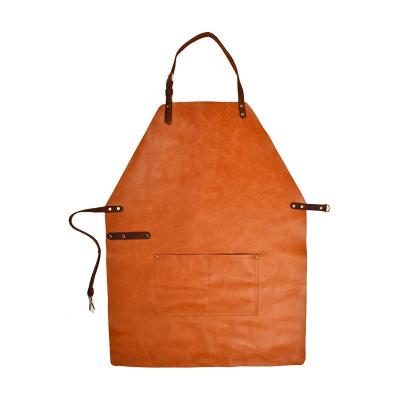 China ShangMeiYuan Factory Leather BBQ Brown Work Cleaning Apron For Barber Carpenter Aprons Welders Clothing Leather Overalls Custom Logo for sale