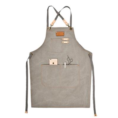 China Modern Home Custom Logo Waiter Canvas Apron Multifunctional Food/Beverage Kitchen Coveralls Cross Back Apron Anti-fouling Coveralls for sale