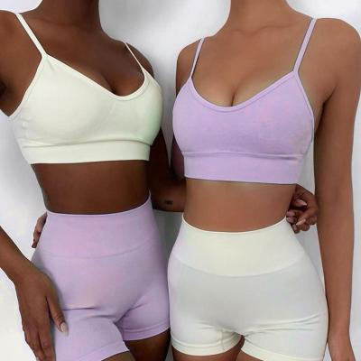 China Breathable Women Seamless Yoga Sets Fitness Sports Suits Gym Bra And Shorts Clothes Running Leggings Workout Set Short+Top 30% for sale