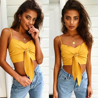 China QUICK DRY Solid Color Tube Top One-Shoulder Bow Tie Sling Top Casual Vest for sale