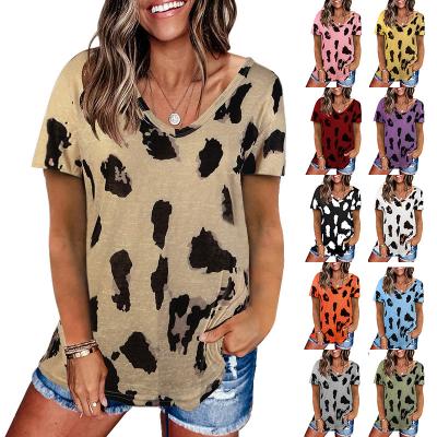 China 2021 summer women's breathable spring and breathable leopard print plus size loose casual T-shirt top women for sale