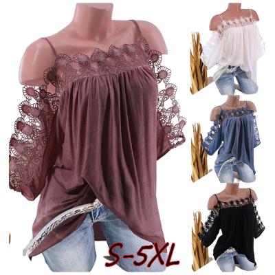 China Women's Summer QUICK DRY QUICK DRY Sling Lace Rayon Dyed Blouse Street Style Europe and America for sale