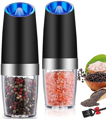 China Battery Operated Electric Battery Operated Gravity Salt and Pepper Mill with Blue LED Light in Stock for sale