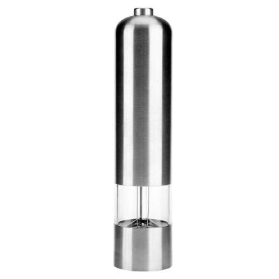 China Fashionable Hot Selling Amazon Stainless Steel Salt and Pepper Grinder Electric Pepper Mill Silver Color with Light for sale