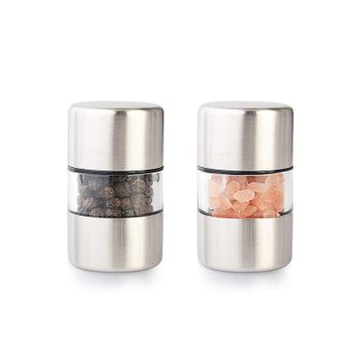 China New Design Fashionable Mini Portable Plastic Pepper and Salt Mill Kitchen Tools Mini Stainless Steel Manual Pepper Mill for sale