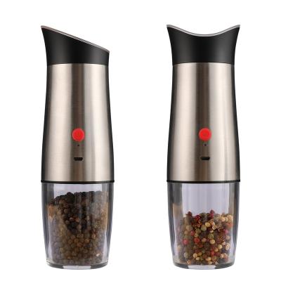 China Hotel Stainless Steel Gravity Electric Salt and Pepper Mill Electric Grinder Set with White Light for sale