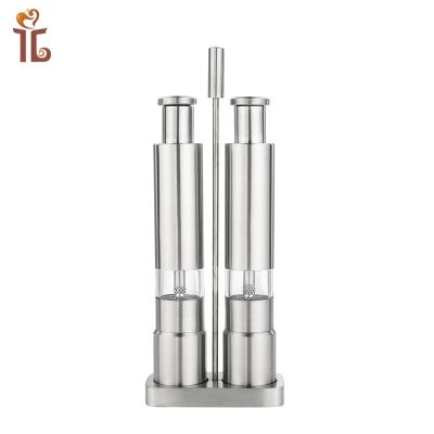 China Sustainable Portable Hand Made Stainless Steel Manual Pepper Mill Thumb Set Pepper Mill Pepper Grinder Set for sale