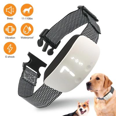 China Best Dog Exercising No Bark Remote Slave Shock Anti Bark Control Device Dog Training Collar IP67 Rechargeable Nylon for sale