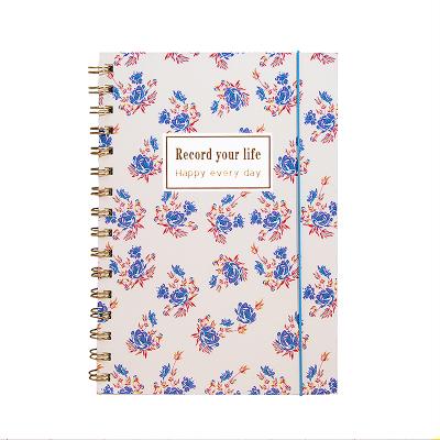 China Wholesale Customized Hard Cover Book Printing Theme Spiral Notebook A5 Art Paper Cover Strap Notebook for sale