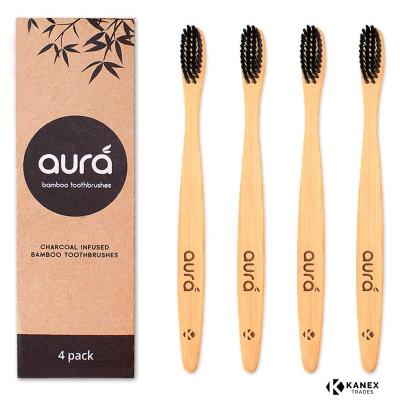 China Custom Logo Natural Bamboo Toothbrush Eco Friendly 100% Biodegradable Eco Friendly for sale