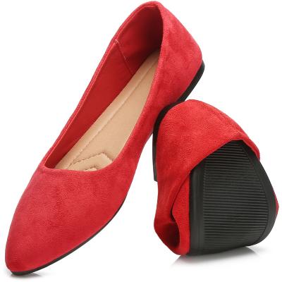 China Hot Sale Flat Work Pointed Toe Low Top Solid Color Ladies Shoes Loafers Dress Flat Women Shoes Ladies for sale