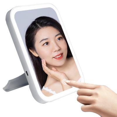 China Amazon Success USB Rechargeable Desk Lighted Make Up Mirror Led Light Travel Led Cosmetic Mirror With Light As Fill Light for sale