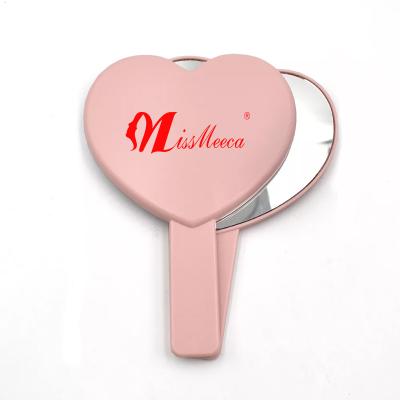 China 2022 Hot Sale New Creative Lighted Mini Mirror With Printing Logo Handheld Creative Makeup Mirror For Girls Portable Small Mirror for sale