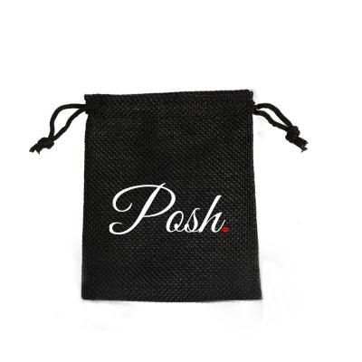 China Recyclable Jute Pouch Manufacturing and Reusable Customizable Black Jute Shopping Bags for sale