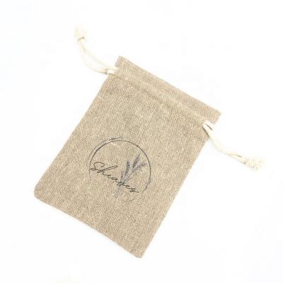 China Eco Friendly Recyclable Logo Printed Cotton Linen Draw Custom String Bag for sale