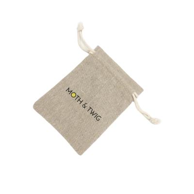 China Recyclable Custom Small Drawstring Natural Cotton Gift Packaging Bag Jewelry Logo Canvas Pouch for sale