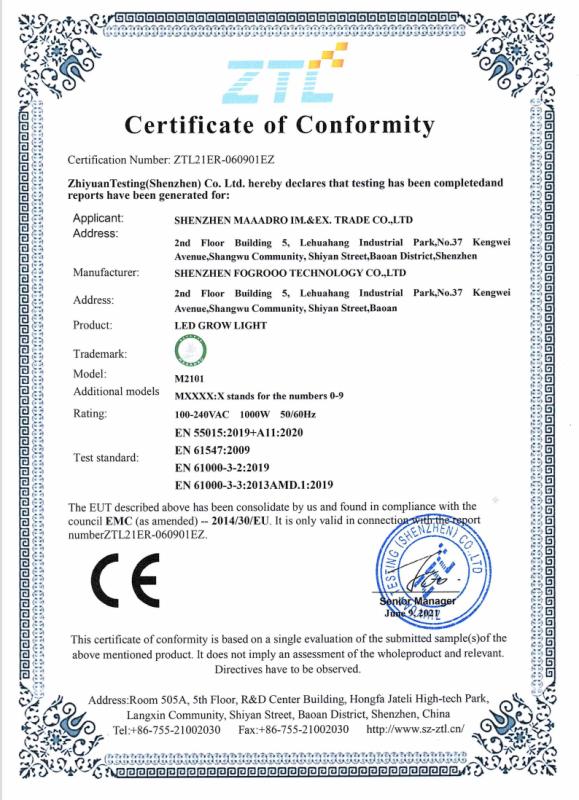 CE - Shenzhen Maaadro Im.&Ex Trade Co., Ltd.