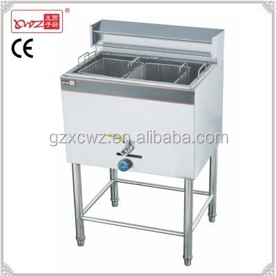 China Hot Selling Stainless Steel Commercial Vertical 28L One Tank Two Strainers Gas Deep Fryer/Chip/Chicken Fryer for sale