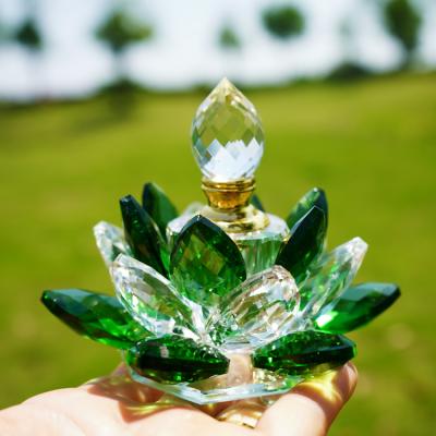 China Europe factory direct sale empty lotus flower shape crystal body crystal perfume refill shiny empty crystal bottle for sale