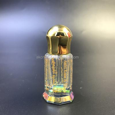 China Personal Care Mini Octagonal Shape Arabic Clear Crystal Attar Oud Perfume Bottle 6ml Glass With Glass Stick Empty Perfume Bottles For Sale for sale