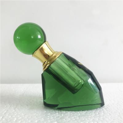 China Mini Transparent Crystal Perfume Bottle Attar Natural Green Bottle Personal Care Fluorine Empty Oil Bottle for sale