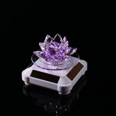 China Wedding Gifts for Guests Car Crystal Glass Lotus Flower Solar Powered Moving Perfume Bottle Car Accessories Car Interior Decoration for sale