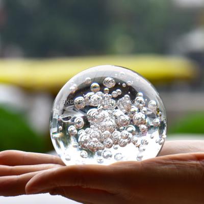 China Factory direct sale global clear glass ball with bubbles crystal glass bubble ball 60MM for sale