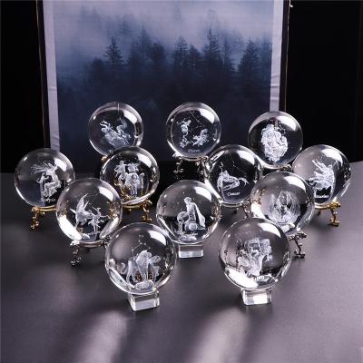 China Europe Crystal Craft Souvenirs 60mm 3d Cut Out Crystal Ball Home Decoration Crystal Transparent Ball for sale