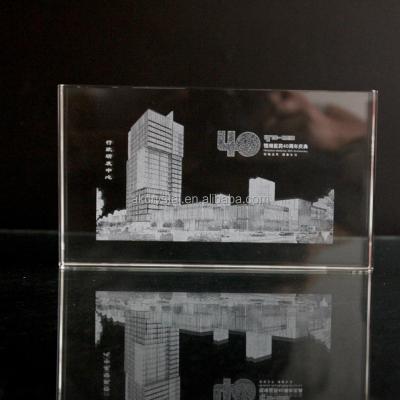 China Europe Souvenir Type , Customized Building Model 2D / 3D Laser Engraved Crystal Glass Cube for sale