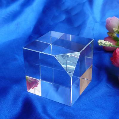 China Europe China Alibaba Gold Supply Rotating Crystal Glass Block Cube With White Led Light Base for sale