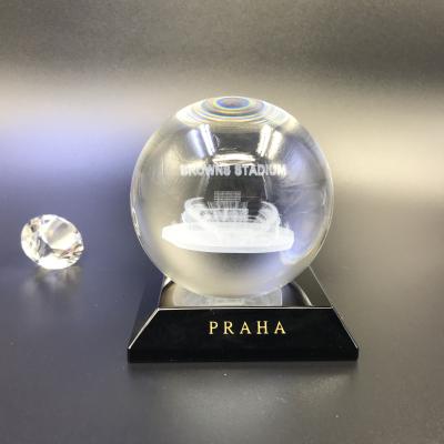 China Global Factory Wholesale Transparent Laser Engraving 3d Crystal Ball For Souvenir Factory Customized Cruise Ship for sale