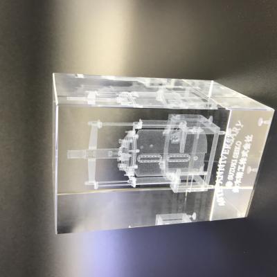 China World Factory Wholesale Vintage Castle 3d Model Laser Engraved White Crystal Glass Cube Block for sale