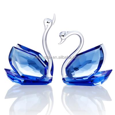 China Europe Super Quality Crystal Gifts Romantic Wedding Blue Crystal Swans for sale