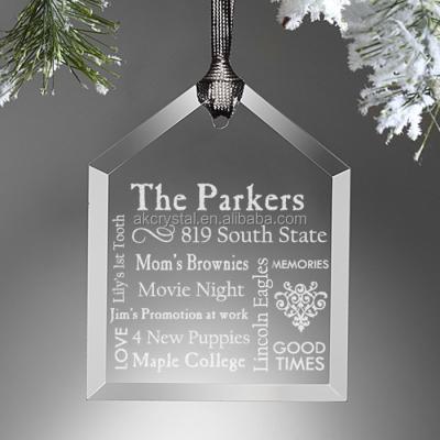 China Christmas Decoration/Hot Selling House Shape Crystal Glass Wedding/Hanging Christmas Tree Souvenir Gift/Business Gift Ornament Crystal Glass Christmas Gift Items for sale