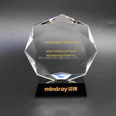 China World hot sale quality super octagon diamond shape clear k9 crystal glass awards for excellent employee or team for sale