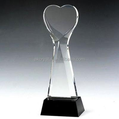 China Europe Europe Regional Feature Awards Trophies , Personalized Photo Crystal Glass Heart Shaped Trophies for sale