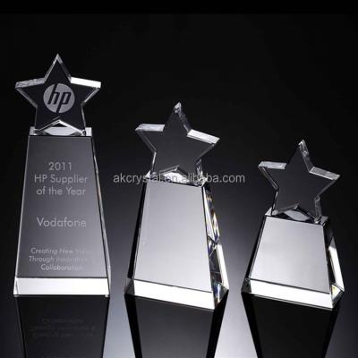 China New design global business or k9 optical crystal sports winner award and trophy star crystal trophy for sale