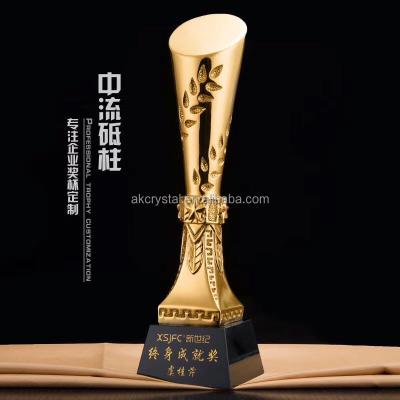 China Global Wholesale Sports Awards Gold Resin Black Torch Crystal Base Trophy, Crystal Trophy Cup, Gold Torch Award Trophy for sale