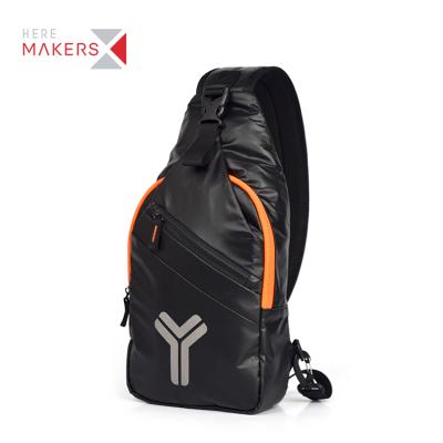 China Custom Factory Logo Athleisure Zipper Sport Sling Bag High Quality Nylon Running Chest Bag for sale